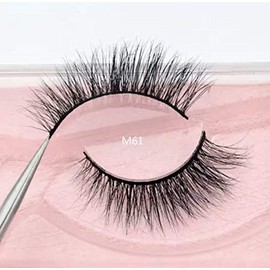 Alluring 3D Mink Lashes Reusable Strip, 100% Siberian Mink Fur False Eyelashes, Hand-made Cruelty Free Natural Look KM61