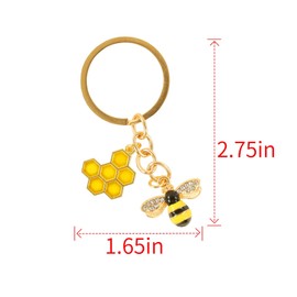 WAHKSR 1 Small Bee Key Ring Animal Key Chain Decoration for Purses etc, gold