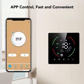 Wi Fi Smart Thermostat, 3A Wi Fi APP Control Programmable Thermostat, Floor Heating LED Color Touch Screen Wall Mounted Smart Temperature Controller with Humidity Weather Smart