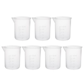sourcingmap Measuring Cup 50ml PP Plastic Graduated Beaker Transparent for Lab Kitchen liquids 7pcs