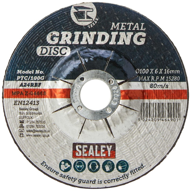 Sealey PTC/100G Grinding Disc Ø100 x 6mm 16mm Bore