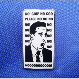 Funny Metal Enamel Brooch Pin with "No! God! No God Please No" Coat Lapel Badge Brooch Pin for Clothes, Bags, Jackets Accessories, DIY Crafts, Metal