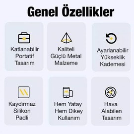 Polhammobile Polham Portatif Katlanabilir Yükseklik Ayarlı Laptop Standı Laptop Sehpası Ayarlanabilir Tasarım