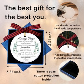 Marriage Prayer Religious Wedding Gift for Newlyweds, Christian Wedding 2025 Gifts for Couple Bride Groom, Bridal Shower Gift Bride to Be - Mr & Mrs Anniversary Ceramic Ornament-8