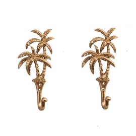 Bliss Gifts & Homewares Brass Wall Mount Hooks I Tropical Palm Tree Shape Key Hanger I Sculpture Unique an Excellent Item I for Hanging Coats, Purses, Towels, Hats, Beach Themed Wall Décor - 1 Pcs