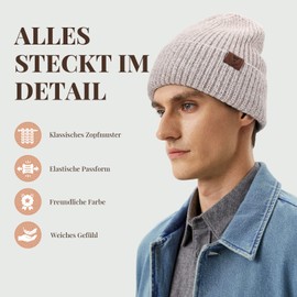 OZERO Winter Warm Beanie Hat Knitted Hat Winter Hat with Soft Fleece Lining for Men and Women, apricot