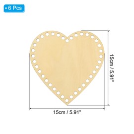 PATIKIL 6" x 6" Crochet Basket Bottom, 6Pcs Heart Shape Blank Crochet Knitting Wooden Base for DIY Craft Weaving Basket Making Supplies Home Decoration