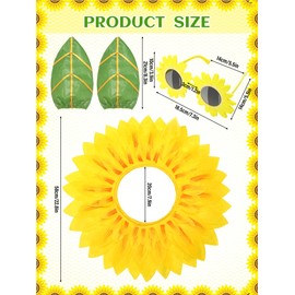 Mepase 6 Sets Sunflower Costume for Adult Yellow Flower Costumes Women Sunflower Headgear Glasses Leaf Glove Performance Props (Adult)