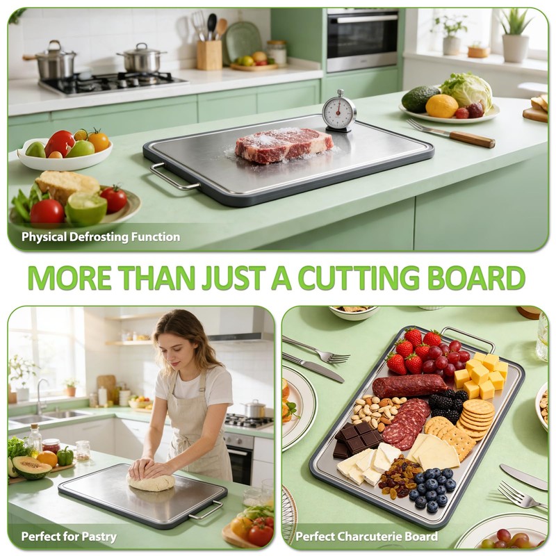 ANYZONE Stainless Steel Cutting Board for Kitchen, 17" x 11"