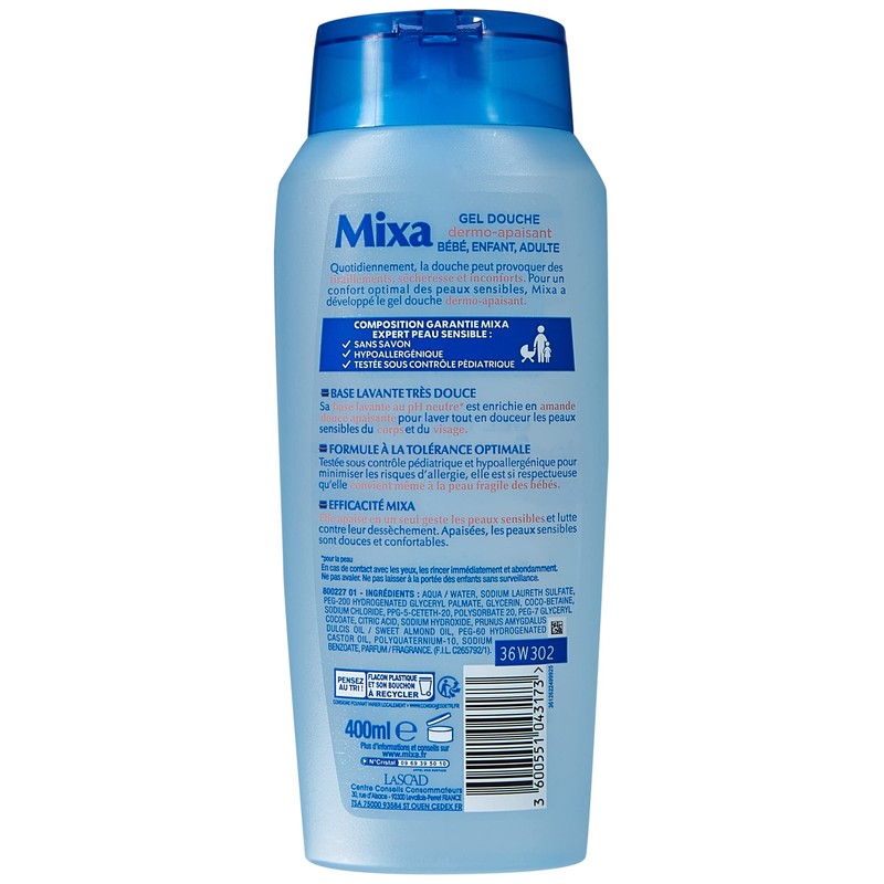 Mixa Dermo-Soothing Shower Gel with Sweet Almond Oil 1 x
