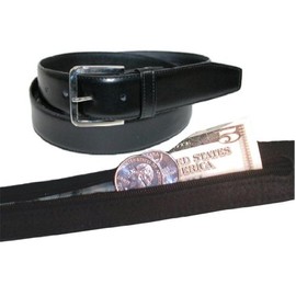 Fashion Helpers Men's Leather Money Belt Size 50 - Black
