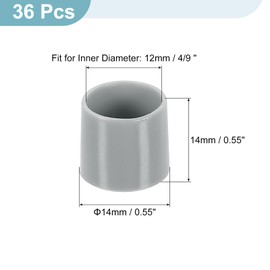 sourcing map 36Pcs Chair Leg Caps, 12mm (4/9 Inch) Non-Marking PVC Chair Leg Tips Non-Slip Chair Leg Floor Protectors Round Table Covers End Caps for Furniture, Grey