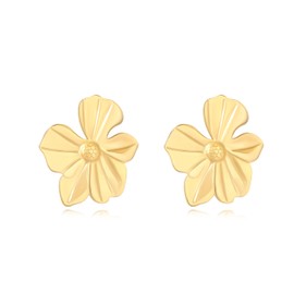 Sylph Gold Flower Earrings 14K Gold Plated Large Flower Earrings for Women Big Floral Statement Earrings 925 Sterling Silver Chunky Stud Earrings Jewelry Gifts