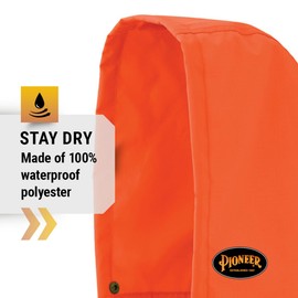 Pioneer Rainwear Hi Vis Safety Hood - Waterproof Replacement Hood for Ripstop Hi Vis Rain Jacket for Men - Orange