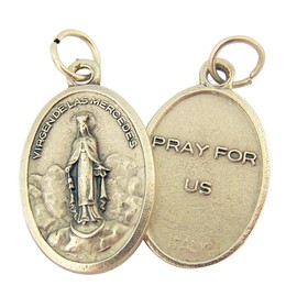 Catholic Patron Saint Medals Silver Toned Base Virgen de Las Mercedes Medal, 1 Inch, Set of 2