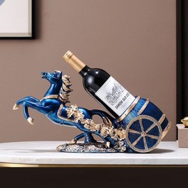 Huniruyo Horse Sculpture Resin Wine Bottle Holder - Tabletop Kitchen Decor, Decorative Storage Organizer for Home Bar Cellar, Unique Gift for Men Women Housewarming, Holds 1 Standard Bottle (C)