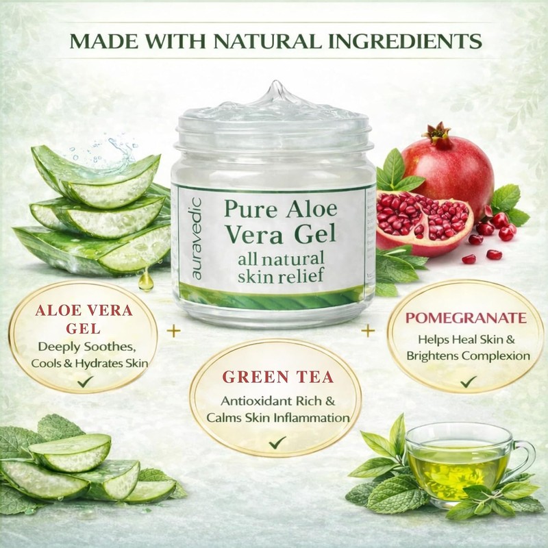 Auravedic Pure Natural Aloe Vera Gel, 100g