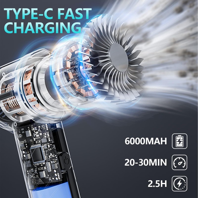 houscly Car Vacuum Portable Cordless Foldable 20000PA High Power Mini