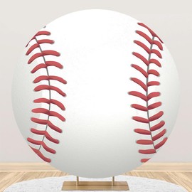 Renaiss 7x7ft Baseball Round Backdrop Cover Hardball Circle Photography Background Batter Pitcher Hit Batting Catcher Athletes Baby Shower Birthday Party Decor Sport Games Arch Photo Booth Props