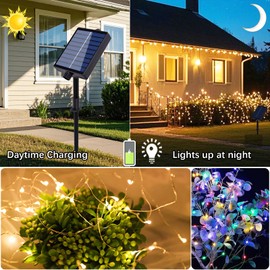 Hopelit Outdoor Solar Fairy Lights, 30 m, 300 LEDs, Fairy Lights, Outdoor Solar Fairy Lights, Copper Wire, IP65 Waterproof with Remote Control, 8 Modes for Christmas Decoration, Balcony Decoration, Garden, Colourful