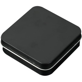 Small Metal Storage Tin with Hinged Lid - Portable Square Organizer Box for Jewelry, Candy, and Sundries | Empty Black Square Metal Case for Home, Dorm, and Travel Use | Compact Storage Container