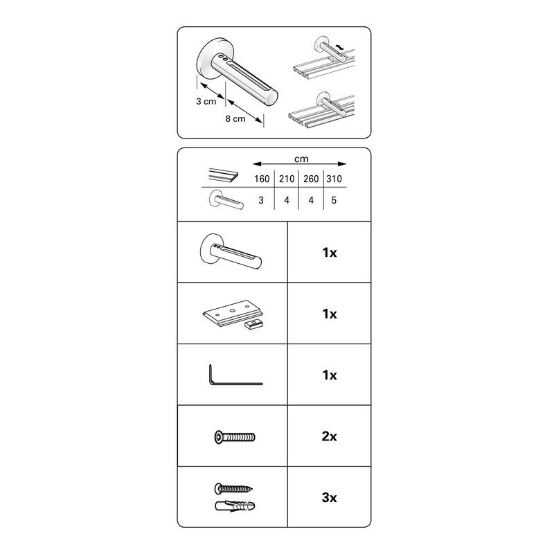 Gardinia Wall Bracket 3-8, Metal, White, 19 x 10 x