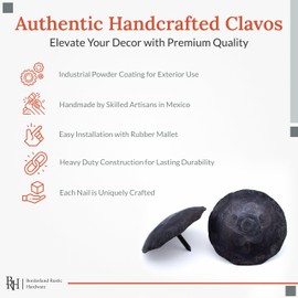 50 Pack 2 Inch Round Head Iron Clavos Decorative Nails – Unfinished – Rustic Round Fasteners for Farmhouse Shutters, Faux Wood Beams, Barn Doors, Shutters, Gates – Ornamental Wood Accent