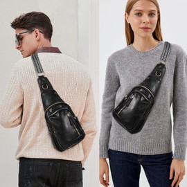 Relang Sling Bag for Women Crossbody, Leather Cross Body Fanny Packs for Women, Trendy Chest Bag for Travel and Daily Use