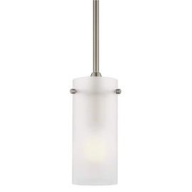 Linea di Liara Effimero Modern Brushed Nickel Pendant Light Fixtures Over Kitchen Island Sink Lighting Ceiling Hanging Farmhouse Mini Metal Industrial Pendant Lighting Small Frosted Glass Shade