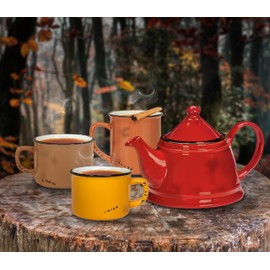 Abbott Collection Enamel Look Ceramic Teapot - Red, 32oz (9"L)