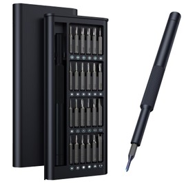 BUXIUGAN Precision Screwdriver Set, 24 in 1 Professional Magnetic Bits Screw Kit Mini Repair Tool Kit for Phone, Computer, Watch, Laptop, Tablet, PC, Game Console, Eyeglass [Bearing Steel] - Black