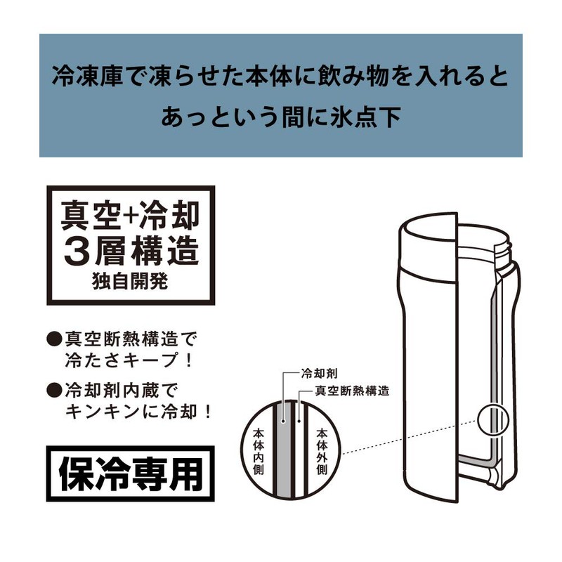 Doshisha ON℃ZONE Water Bottle, 13.5 fl oz (400 ml), Silver
