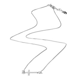 Silverly Women's 925 Sterling Silver Thin Box Chain Cross Crucifix Necklace, 17 + 1" Extender