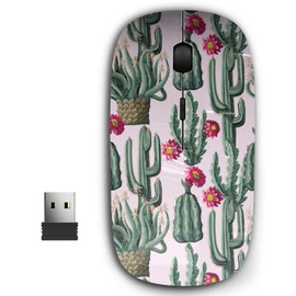 2.4G Ergonomic Portable USB Wireless Mouse for PC, Laptop, Computer, Notebook with Nano Receiver ( Cactus Flowers )