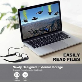 Denash Gafas Inteligentes AI con Cámara, Gafas Grabación Vídeo 1080P, Lente Gran Angular Antivibración, Gafas Cámara para Ciclismo