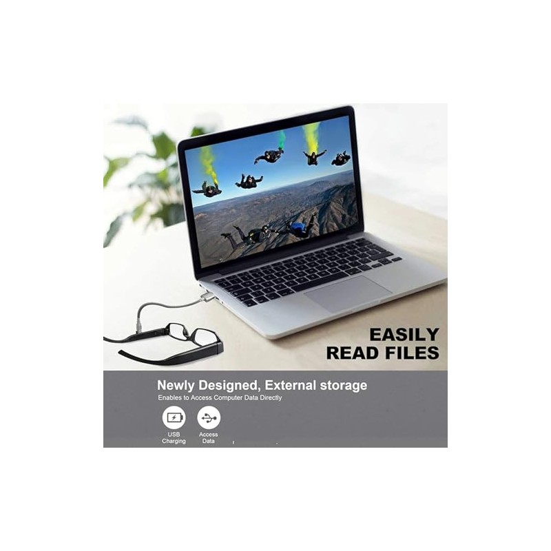 Denash Gafas Inteligentes AI con Cámara, Gafas Grabación Vídeo 1080P,