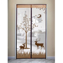 Elegant Deer Pattern Magnetic Door Mosquito Net (100x210cm) (Brown) 5ea