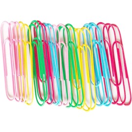 GCA Clips de papel grandes de 10 cm, 25 clips de papel gigantes recubiertos de vinilo para archivos, papeles, marcadores, suministros de oficina, multicolor, 10 cm