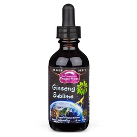 Dragon Herbs Ginseng Sublime Drops | All Natural Extract Supplement to Support Energy, Stress, Focus, Skin, Endurance, Lungs, Immune Health | American, Red, and White Ginseng | 2 fl. oz