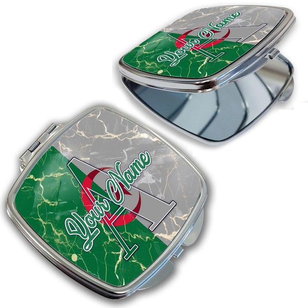 Bleu Reign Compact Personalized Pocket Mirror Custom Name Algeria Flag
