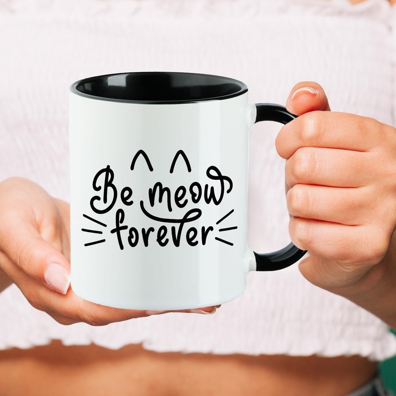 huuraa Coffee Cup Be Meow Forever Katze Gift Cup Black