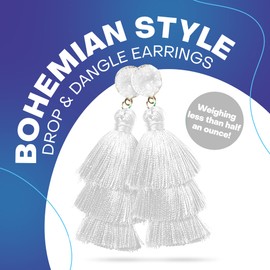 Rave Envy White Tassel Earrings for Women - Colorful Layered Tassle Bohemian Earrings