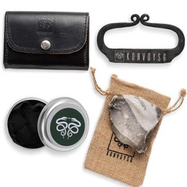 The Artisan Heritage Fire Kit – Hand-Forged Carbon Steel & English Flint in a Premium Top-Grain Leather Pouch (Black Leather)