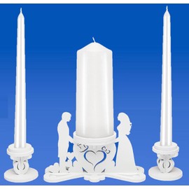 Unity Candle Table Holder for Bride and Groom Candle - Unity Candles for Wedding Ceremony Set of 3pcs - Wedding Unity Candle Set - Wedding Candles for Ceremony
