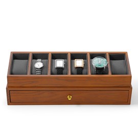 Oirlv Luxury Watch Storage Box with Transparent Cover & Jewellery Compartment 2 Tier Organiser for Watches, Rings & Necklaces, Soft Lining, Stylish Home & Retail Display