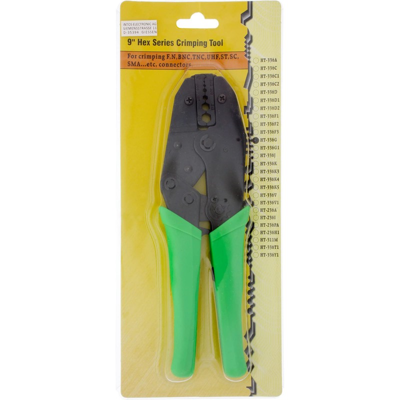 InLine 40899 Crimping Pliers Coaxial HT-336G for RG 58,59,62,174, WBC