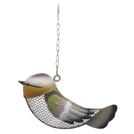 Dehner Natura Premium Mango Decorative Feeding Station for Wild Birds, Feeder Robust/Durable, Includes Hanging Device, Approx. 26.8 x 12 x 8.5 cm, Metal, Yellow/Green/Brown