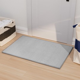 AREDO Door mat with Non Slip Rubber Backing, Washable Soft Floor Carpet for Kitchen, Hallway, Entryway Indoor, Bedroom, Laundry, Low Pile Area Rugs, Solid Color with Pointillism Style, 2 * 3 ft Grey