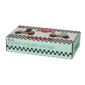 balvi Bolides Salt and Pepper Shaker Set with Wooden Race Holder