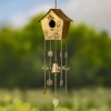 Zaer Ltd. Bronze/Copper Color Hanging Birdhouse Wind Chimes - Silo